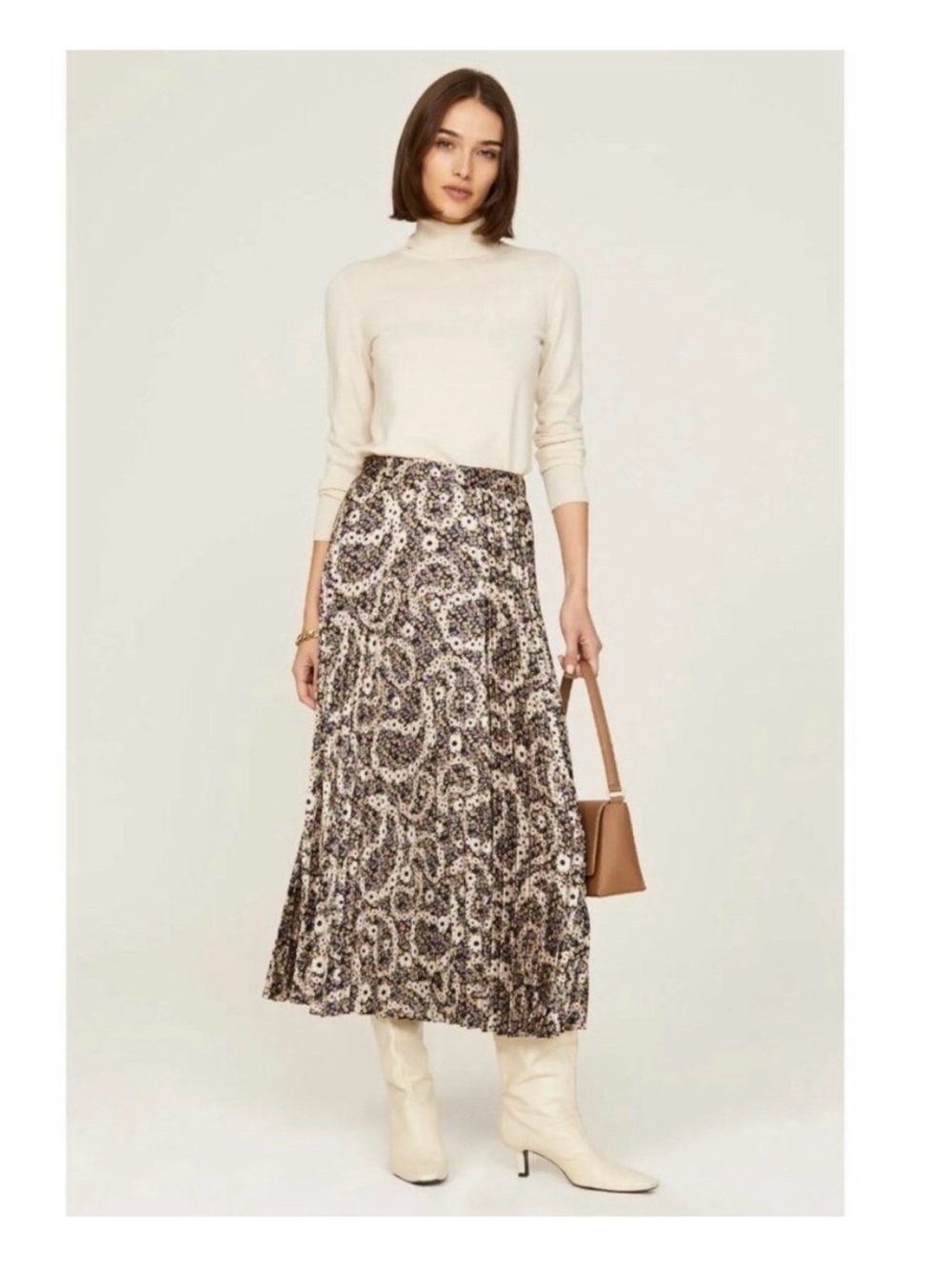 Sandro Indiana Floral Print Pleated Midi Skirt
